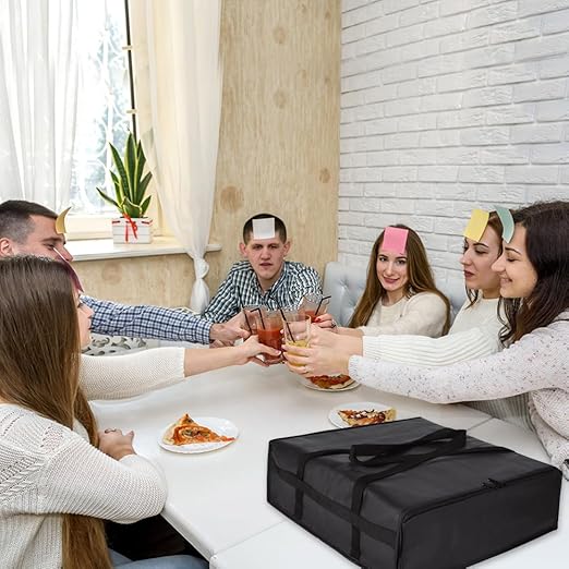 CIVJET Insulated Pizza Delivery Bag for Carry Hot, 20" x 20" x 6" Carrier Warmer, Insulated Food Delivery Bag, Insulated Grocery Cooler Bags for Catering/Drivers Commercial Food Warmers（Black, 1Pk）