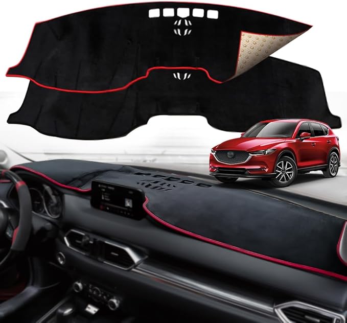 Beerte Black Car Dash Cover fit for Mazda CX-5 2026 2025-2017 Flannel Dashboard Center Console Cover Protector Sunshield Cover Dash Mat Pad (Without HUD)
