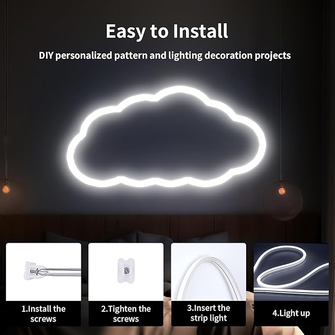 iNextStation 12V LED Strip Lights 16.4FT, Flexible Silicone Neon Rope Light, Waterproof, Cuttable, Dimmable & Linkable, for Cabinet, Ceiling, Wall, Bedroom, Kitchen (16.4FT(No Plug), White)