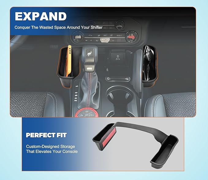 GZSH 3 PCS Trunk Organizers for 2025 Ford Bronco 4 Doors Automatic Transmission ONLY with Center Console Organizer, Door Handle Storage, Gear Shift Organzier (Not for Sport&2Door)