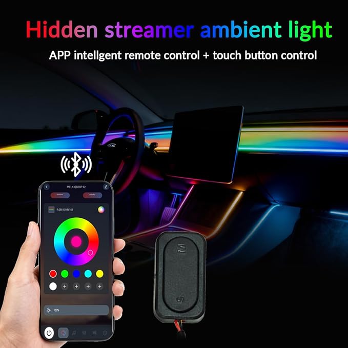 Interior Car Strip Lights Dreamcolor Acrylic Car Decorative Lights with APP Control Multicolor Internal Lighting Kit Music&DIY Function Ambient Fiber Optic Strip LEDs (Dreamcolor 18-1)