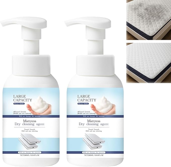 Powerful Mattress Yellow Stain Cleaner, Carpet Stain Remover, Urine Stains Remover for Mattress, Fabric Car Seat Cleaner, Oil Stains Removers for Clothes, No-Scrub Foam for Beds Sofa & Couch (2)