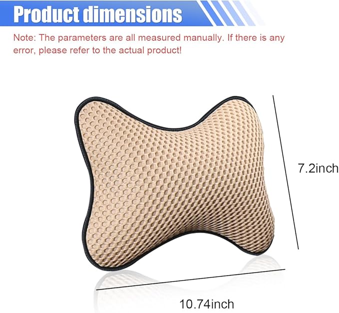 2PCS Car Headrest Pillow, Breathable Leather Car Neck Pillow, Soft Cloud Silk Cotton Neck Support Relief Cushion, Comfortable Automotive Seat Head Rest Pad for Driving Fatigue Relief (Beige)