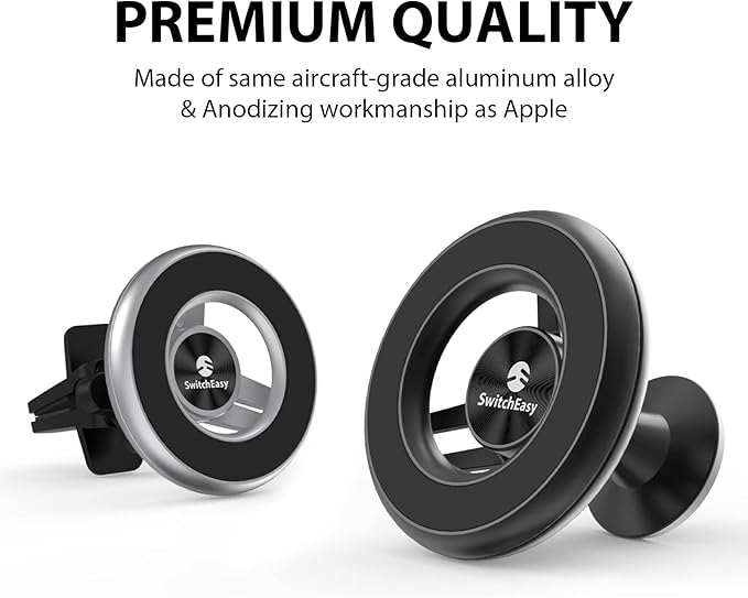 SWITCHEASY Magnetic Car Phone Holder - MagMount, Universal 360° Rotation Strong Magnet Car Phone Mount for Dashboard Compatible with Phone 15/14/13/12/11, Samsung - Bracket Type, Black