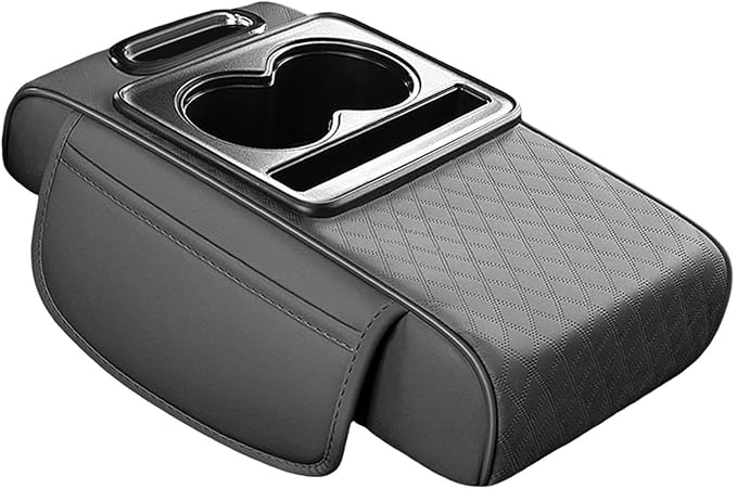 Car Center Console Pad PU Leather Armrest Organizer with Tissue Box Slot for Vehicles, Style K
