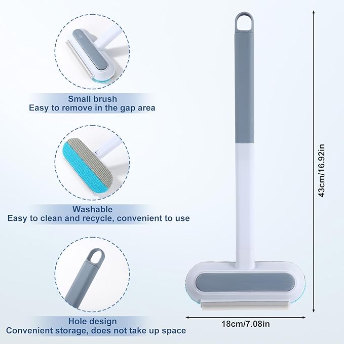 4-in-1 Pet Hair Remover, Multifunctional Cat & Dog Hair Kitten Fur Removal Brush Tool with Long Handle Reusable Lint Brush for Furniture Couch Carpet Clothes Windows Tight Spaces
