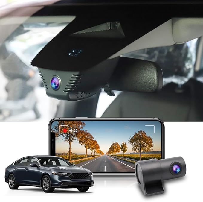 Fitcamx Front 2160P+Rear 1080P Dash Cam for Honda Accord 2023-2025 Hybrid EX LX Sport Touring EX-L (Gen11), OEM Style, Dual HD Video, Loop Recording, WiFi & APP, G-Sensor, Easy to Set, 128GB Card