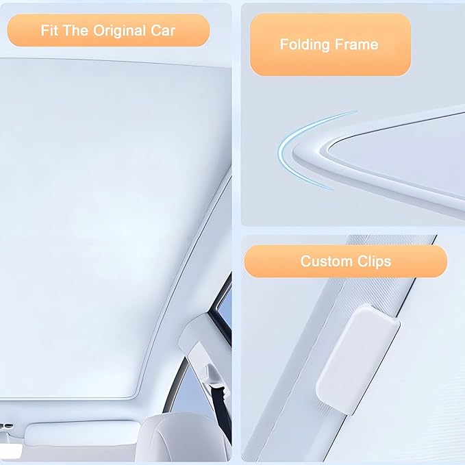 Car Glass Roof Sunshade Compatible with Audi Q5 2009-2017, One-Piece Sunroof Shade with Storage Bag, Foldable Sunshade Roof Cover, Heat Insulation, Sun Protection, No-Sagging