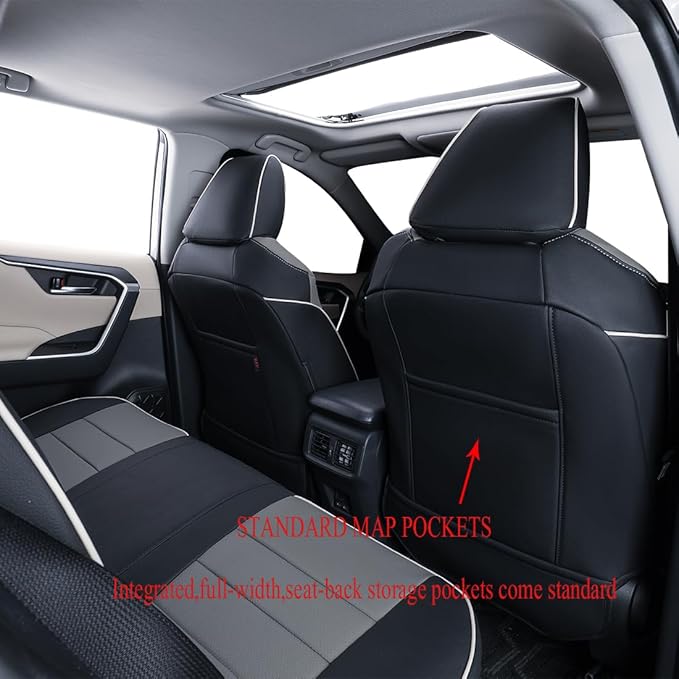 EKR Rav4 Seat Covers Custom Fit for Toyota Rav4 (Hybrid) LE/XLE Premium 2026,Waterproof Leather Car Seat Cover Full Set for SUV,Faux Leather(Black/Gray)