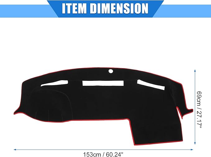 Car Dashboard Cover Compatible for Dodge for Ram 2010-2018, Protective Polyester Red Center Console Interior Trim Dash Cover Mat Pad