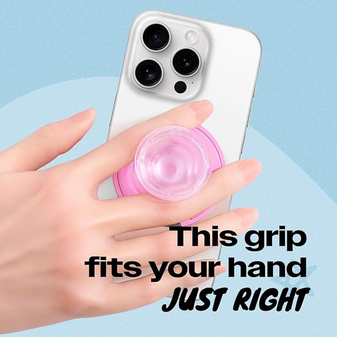 On The Grip Compatible with Magsafe Ultra-Thin Collapsible Phone Grip – Sleek Magnetic Phone Holder for iPhone & Android, 360 Rotation, Wireless Charger Compatible, Durable & Portable (Pink)