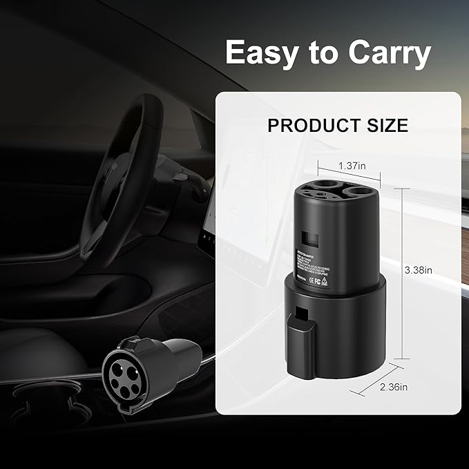 J1772 to Tesla Charger Adapter,for Tesla Model-3/Y/X/S with Safety Certified Charger Connecting Charging Adapter, Max 80A 250V Fast Charging,IP65 Waterproof,Optimal Fit,Easy Setup[Only for Tesla Car]