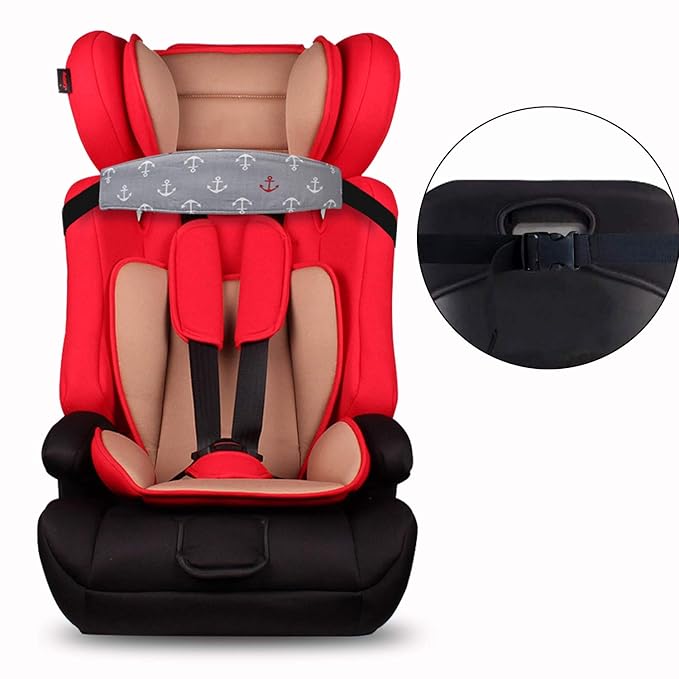 Carseat Head Support,Car seat Straps Pillow Support Ban,Stroller Neck Relief Strap Headrest,Slumber Sling Sleep Positioner (Gery Clouds+Anchor)