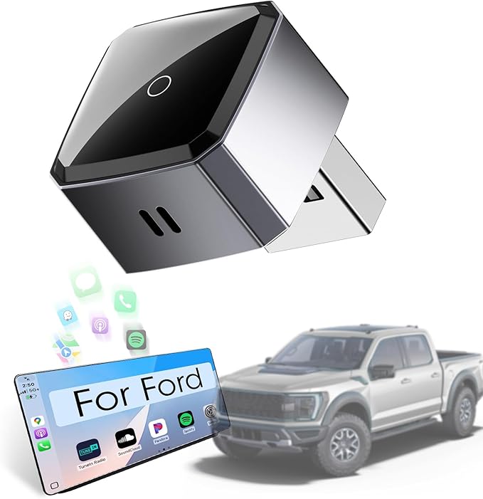 Wireless Carplay Adapter for iPhone, Convert Wired to Apple Carplay Wireless Adapter, Mini Size, Plug and Play, Connection Stable No Delay Car Play for Ford Specific Models
