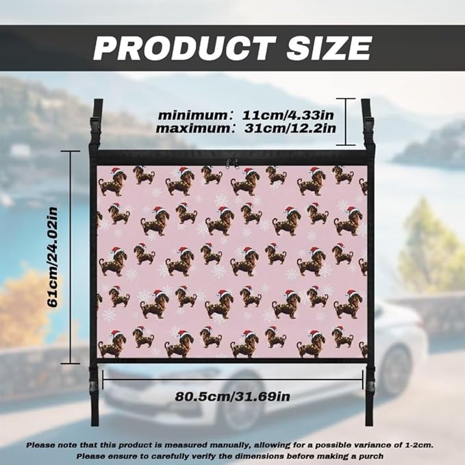 Christmas Dachshund Car Roof Storage Bag Auto Seat Storage Hanging Bag Premium Car Seat Organizer Car Travel Accessories Compatible with Most Cars