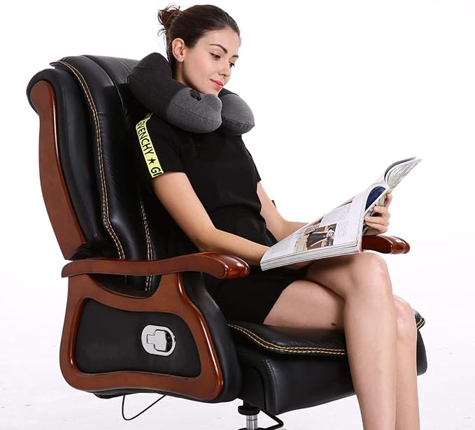 Inflatable Travel Neck Pillow, Airplane Neck Pillow for Long Flight Sleeping,Soft 100% Cotton Travel Pillow for Plane Head Rest, Portable Traveling Essentials