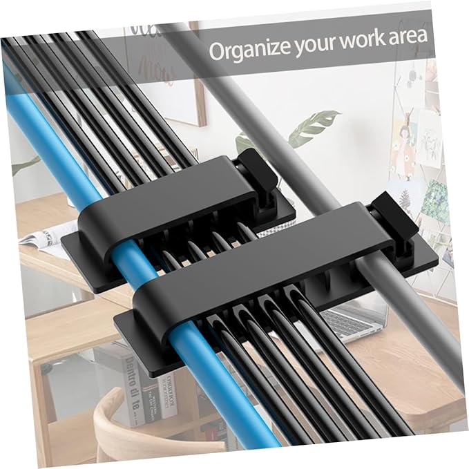 HOMSFOU 16pcs Self-Adhesive Cable Organizer for Cables Desktop and Compact Wire Management for Home Office Study