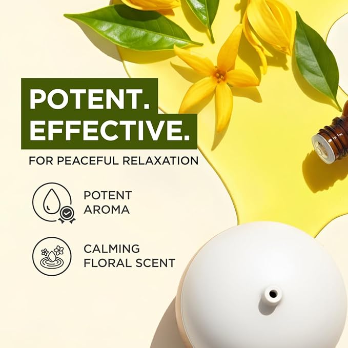100% Pure Ylang-Ylang Essential Oil - 0.34 Fl Oz - Ylang-Ylang Oil for Hair, Skin, Diffuser, Aromatherapy & DIY Candle Making Scent