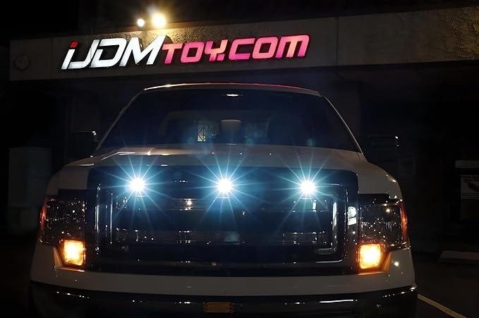 iJDMTOY 3pc Set Custom Retrofit 8000K Ice Blue Front Grille Mesh Mount LED Lighting Kit Compatible With Trucks SUVs