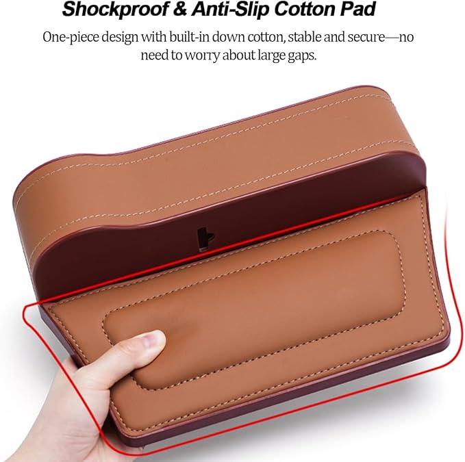 2PCS Car Seat Gap Filler Organizer, Leather Multi-Functional Vehicle Console Gap Pocket Organizer with Cup Holder, Automotive Seat Crevice Filler Storage Box, Universal for Vehicles (Black)