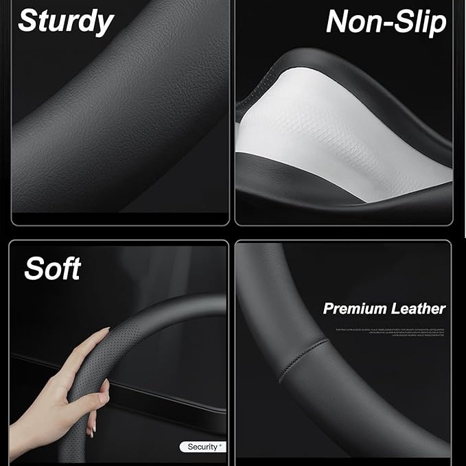 XHRING Car Steering Wheel Cover for Chevy Chevrolet Silverado 1500 2500 HD 3500HD Equinox Malibu Colorado Cruze Impala Traverse Spark Tahoe Trax Express Blazer Suburban Accessories 14 "1/2-15"