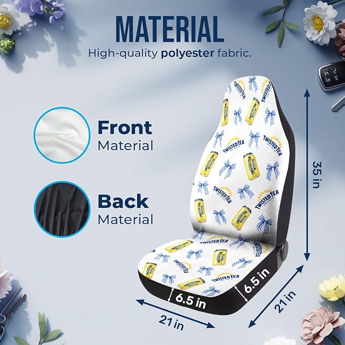 GENANY Summer Twisted Car Seat Covers Set of 2, Breathable Front Seat Covers for Truck Sedan SUV, Funny Car Accessories, Drinking Gift for Women Men