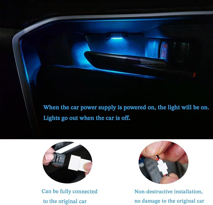 Door Bowl Light Fit for Toyota RAV4 2022 2023 2024 Inner Door Handle Accessories Bowl Shape LED Light Ambient Light Interior 4 pcs (Blue)