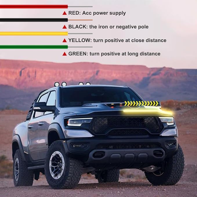 Car Hood Light Strip with Turn Signal, 71 Inches Flexible Exterior Car LED Strip Lights Waterproof Car Hood Light Daytime Running Light Strip for Cars, Trucks (White)