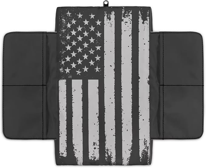 Tupalatus Gray American Flag Car Console Cover Car Accessories Interior Cars Center Console Armrest Cover with Storage Pockets Easy Installation Universal Fit Cars,Vans,SUV,Truck