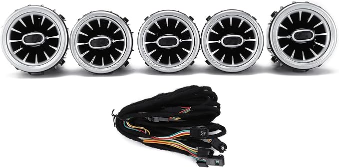 Aramox Air Vent, 5pcs 64 Color Front LED Turbine Air Vent Ambient Light Kit Replacement for ?Benz C GLC?Class W205 2019?2021