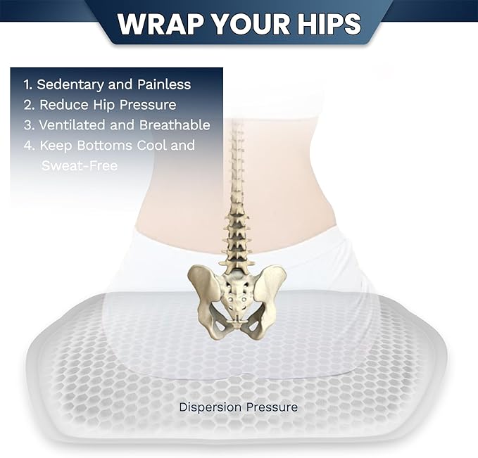 Gel Lumbar Support Pillow & Seat Cover for Car,Seat Cushion for Long Sitting Pressure Relief (2CM Thick), Lumbar Seat Cushion for Car 27.95''x18.89'',Gel Seat Cushion Cover 18.11''x17.13'',Black