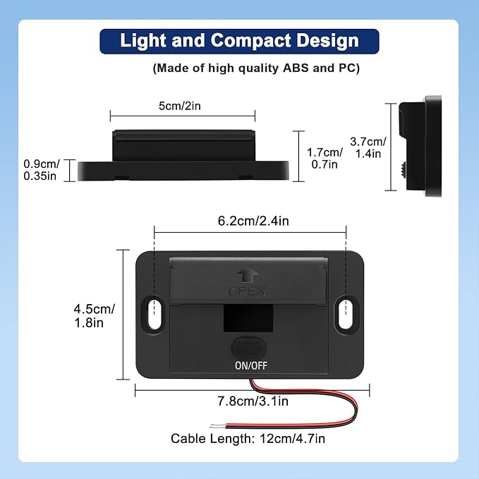 TSV 3 Port 12V USB Outlet Panel Wall Mount, 36W PD & Dual 18W QC3.0 Surface Mount Charger Socket Panel with Voltmeter Button Switch USB C Cable for Car RV Truck Marine