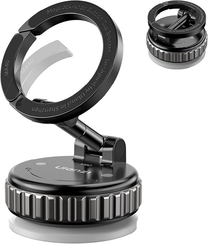 ULANZI MA40 Car Phone Holder for Magsafe, Strongest Suction & Magnetic, 360° Adjustable Car Phone Mount, Phone Holder Stand for Car/Gym/Mirror/Kitchen for iPhone 17 Pro Max 16 15 14 13 12, Black