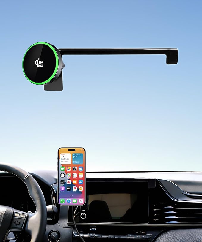 Qi2.2 Max 25W Fast Wireless Car Charger Phone Holder for 2025-2026 Toyota Camry LE/SE 8-Inch Screen, Magnetic Phone Mount Compatible with MagSafe