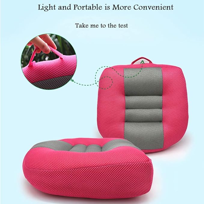 Srutirbo Car Booster Seat Cushion Heightening Height Boost Mat, Breathable Mesh Portable Car Seat Pad Angle Lift Seat for Car, Office,Home (Rose Red)