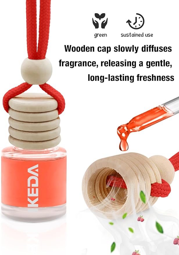 Ikeda Car Air Freshener: Hanging Car Smell Air Freshener | 10ml Hanging Car Perfume | Long Lasting Fragrance | Strong Scents Diffuser for Auto Home (Berry|Circular)