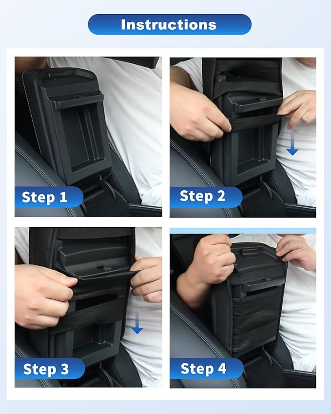 CDEFG for 2024 2025 2026 Chevy Blazer EV Center Console Cover for 2024 2025 2026 Chevrolet Blazer EV LT/RS Accessories Armrest Cover Blazer EV Middle Console Pad Arm Rest Cushion (Black Leather)