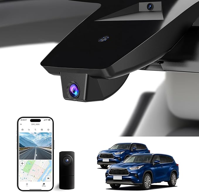 Front 4K & Rear 1080P Dash Cam for Toyota Highlander 2020-2026 L LE Limited XLE XSE Platinum UX70 (Gen4),OEM Factory Look,WiFi & APP,G-Sensor,Loop Recording,Plug & Play,128GB Card