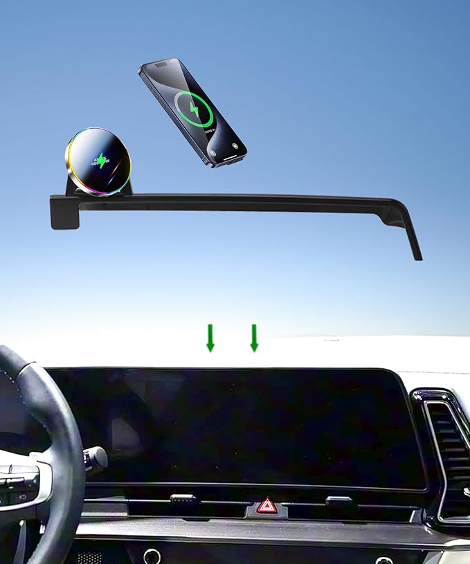 Car Phone Holder for Kia Sportage 2023 2024 2025 Accessories Apply to 12.3 Inch Touchscreen 15W Fast Wireless Charger Screen Fixed Clip HandsFree Cell Phone Mount 360° Rotation
