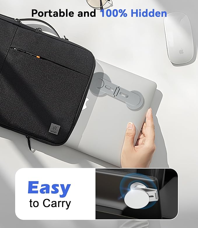Magnetic Laptop Phone Holder, Foldable Hidden Mount Compatible with iPhone 17/16/15/14/13 & All Phone, 360° Rotating Monitor Side Phone Stand for Laptop, Tesla Model 3/Y, Desktop, Gray