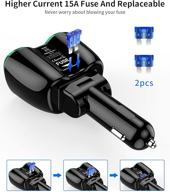[2025 Upgraded] Cigarette Lighter Splitter, SUPERONE 180W 2-Socket Cigarette Lighter Adapter with Dual QC3.0 and 20W PD USB C Car Charger Splitter for GPS/Dash Cam/Laptop/iPad/iPhone 17/16/15/14/13/12