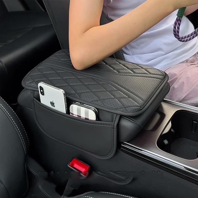 Car Center Console Cover for Lexus RX 350 2021-2023, Leather Memory Foam Auto Armrest Cover Cushion Pad with 2 Storage Bags Non-Slip Universal Interior Accessories,Beige