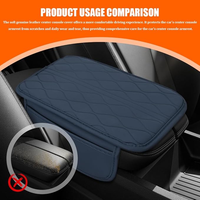 Leopard Cheetah Print African Animal Hunting Auto Center Console Armrest Pad, Car Center Console Cover, Auto Accessories Soft Comfort Armrest Cover Cushion Mat for Most Cars (Blue-K3)