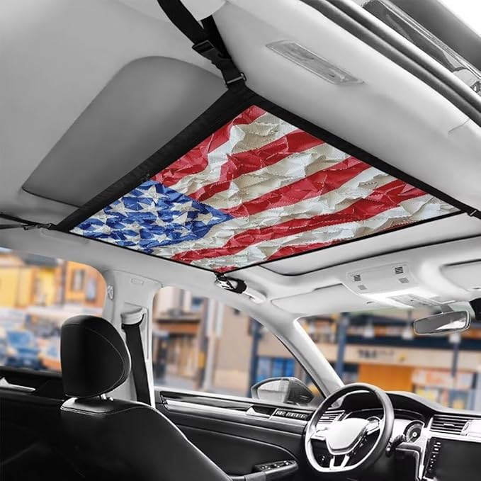 American Flag Print Car Roof Storage Bag Car Seat Storage Hanging Bag All Car Storage Organizers Car Travel Accessories Compatible with Most Cars