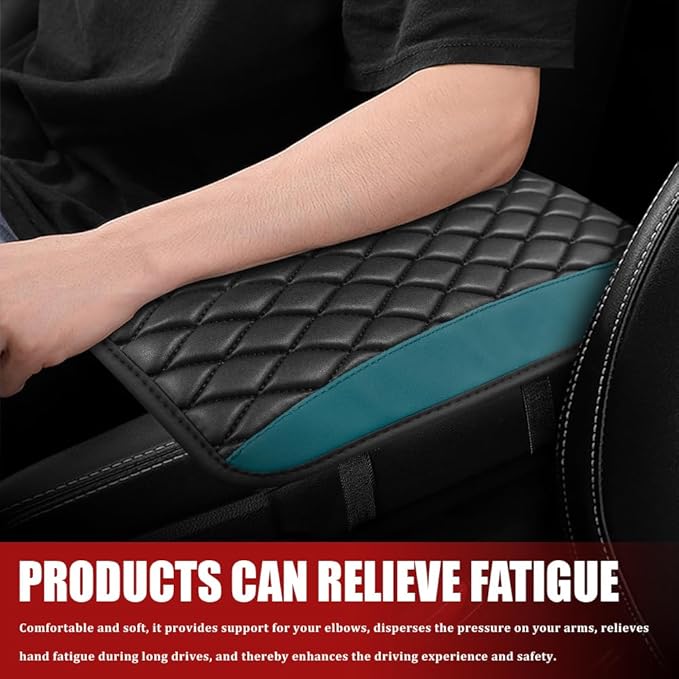 Car Center Console Cushion Pad, Armrest Cover for Car, Leather Waterproof Armrest Seat Box Cover, Auto Accessories Comfortable Arm Rest Box Cushion Pad for Most Vehicles (Dark Green)