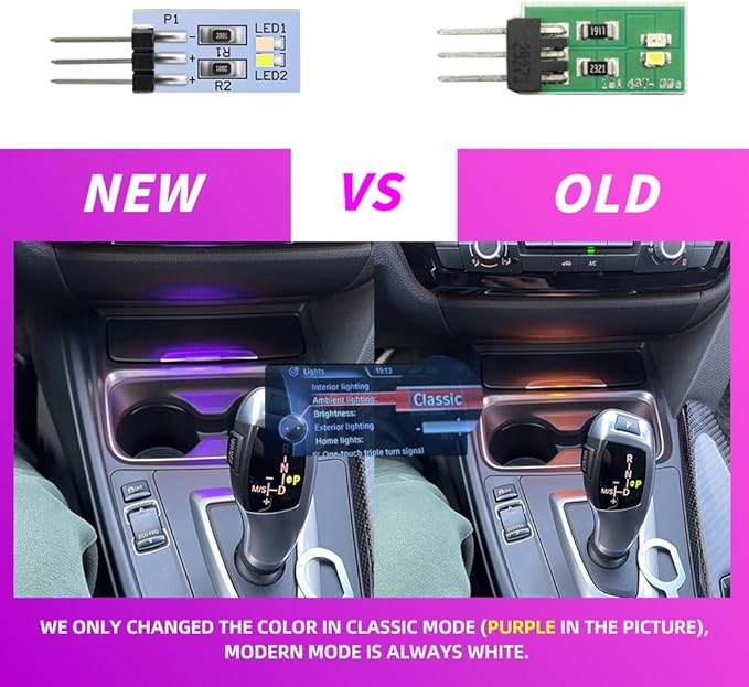 NJSBYL LED Purple-White Ambient Lighting Circuit Board for B-MW 2 3 4 Series X1 X2 I3 M2 M3 M4 Pre-LCI Courtesy Dashboard Instrument Panel Storage Tray Atmosphere Lamp Light Replacement Board