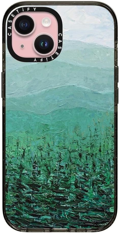 CASETiFY Impact Case for iPhone 15 [8.2ft 4X Military Grade Drop Protection/Compatible with Magsafe] - Pine Forest - Clear Black