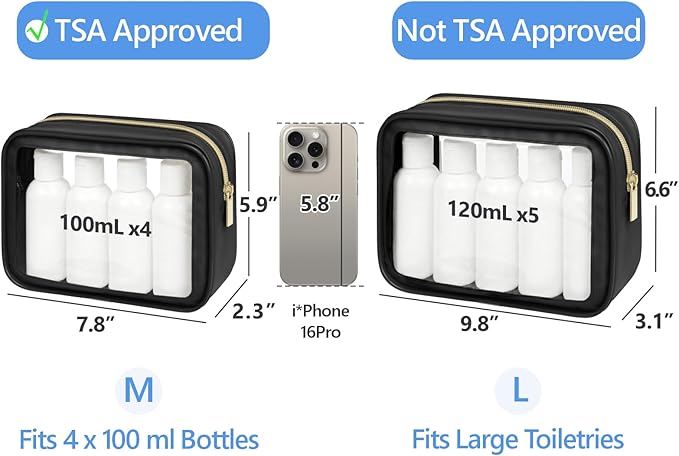 PACKISM Clear Makeup Bag - TSA Approved Toiletry Bag for Carry-on & Checked Luggage, Water Resistant Car Storage Organizer with Reinforced Seams