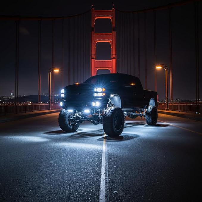 YONEDA 20 Pods White Rock Lights 6000K 42LED Ultra Bright LED Underglow Lights IP68 Waterproof for Trucks SUV UTV ATV RZR Car Boats Pickup Motorcycle with 39.37ft Extension Wire
