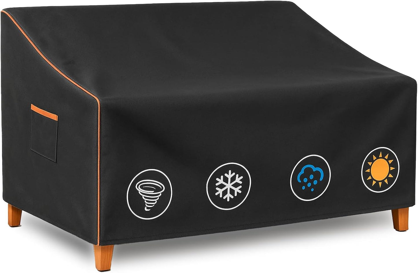 Outdoor Sofa Cover, Waterproof Patio Furniture Cover 90W x 42D x 33H inches Heavy Duty 600D Oxford Fabric Black